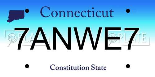7ANWE7 Connecticut License Plate