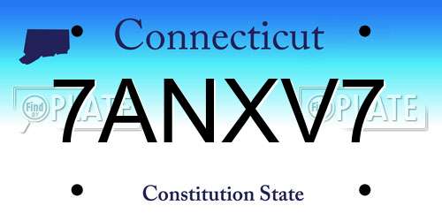 7ANXV7 Connecticut License Plate