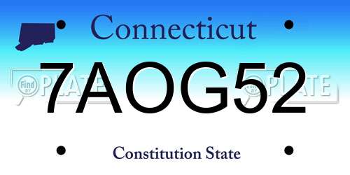 7AOG52 Connecticut License Plate