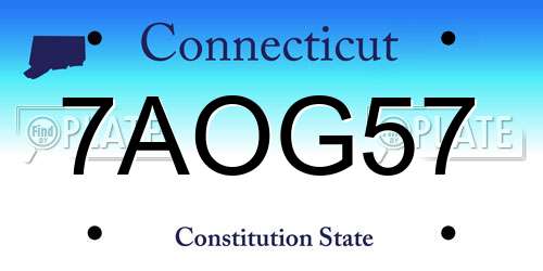 7AOG57 Connecticut License Plate