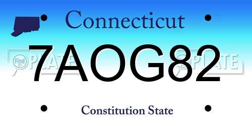 7AOG82 Connecticut License Plate