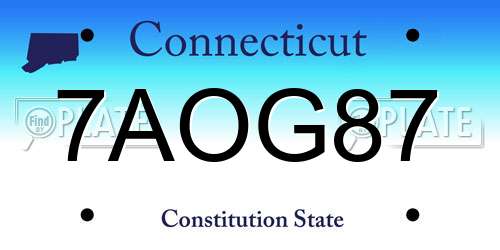 7AOG87 Connecticut License Plate