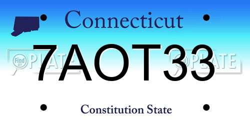 7AOT33 Connecticut License Plate