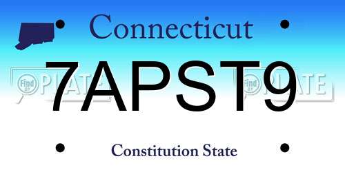 7APST9 Connecticut License Plate