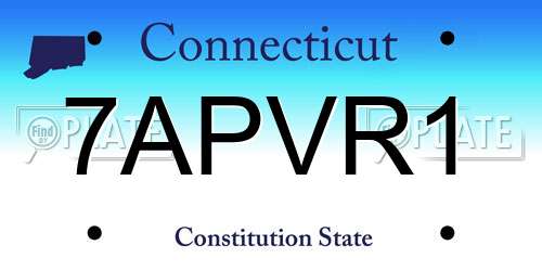 7APVR1 Connecticut License Plate