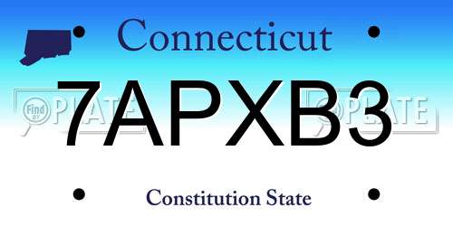 7APXB3 Connecticut License Plate