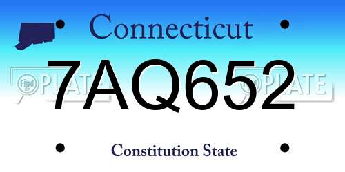 7AQ652 Connecticut License Plate