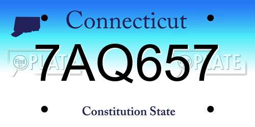 7AQ657 Connecticut License Plate
