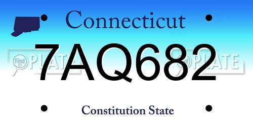 7AQ682 Connecticut License Plate