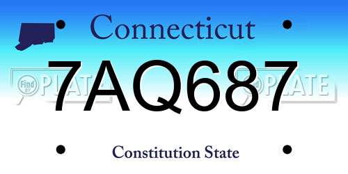 7AQ687 Connecticut License Plate
