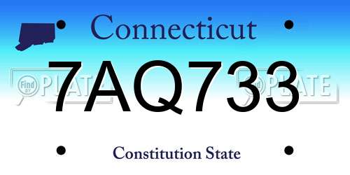 7AQ733 Connecticut License Plate