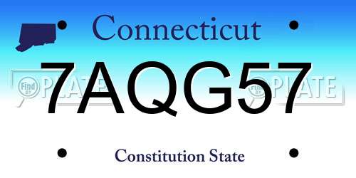 7AQG57 Connecticut License Plate