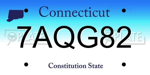 7AQG82 Connecticut License Plate