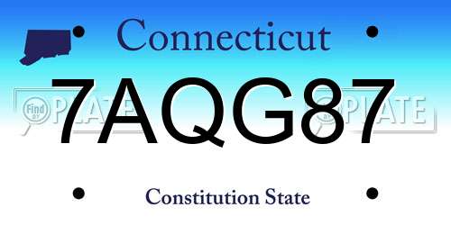 7AQG87 Connecticut License Plate