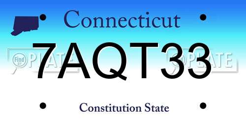 7AQT33 Connecticut License Plate