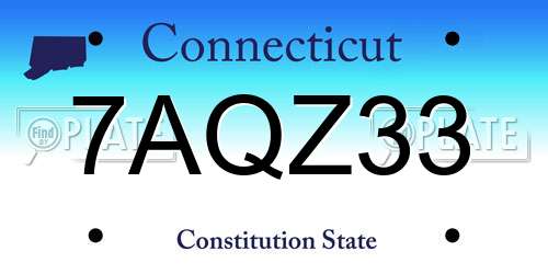 7AQZ33 Connecticut License Plate