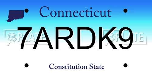 7ARDK9 Connecticut License Plate