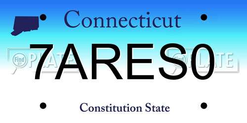 7ARES0 Connecticut License Plate