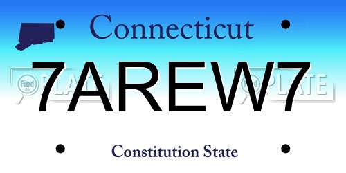 7AREW7 Connecticut License Plate