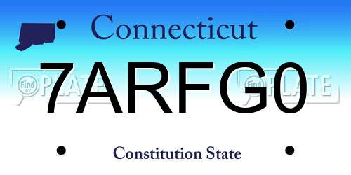 7ARFG0 Connecticut License Plate