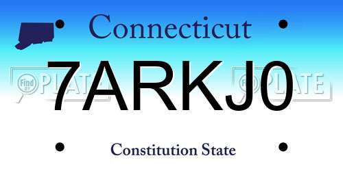 7ARKJ0 Connecticut License Plate