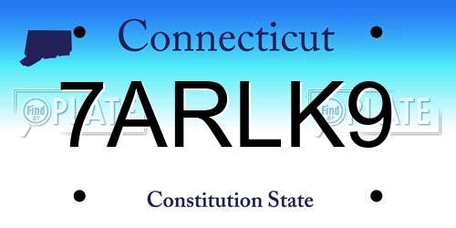 7ARLK9 Connecticut License Plate