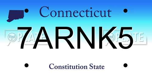 7ARNK5 Connecticut License Plate