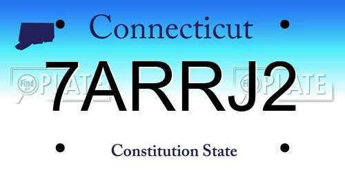 7ARRJ2 Connecticut License Plate