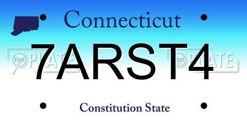 7ARST4 Connecticut License Plate
