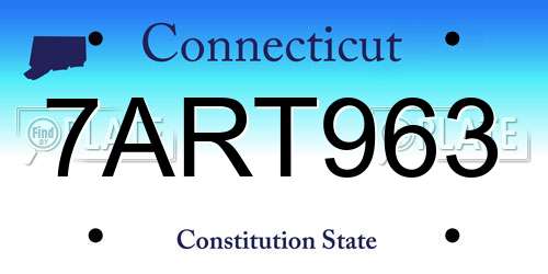 7ART963 Connecticut License Plate