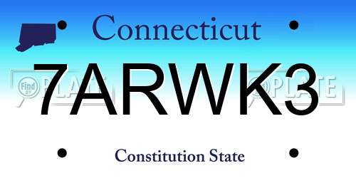 7ARWK3 Connecticut License Plate