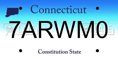 7ARWM0 Connecticut License Plate