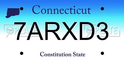 7ARXD3 Connecticut License Plate