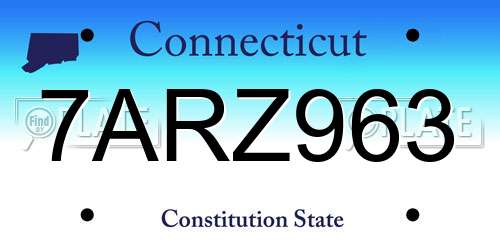7ARZ963 Connecticut License Plate