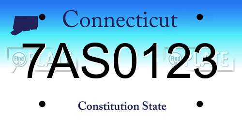 7AS0123 Connecticut License Plate