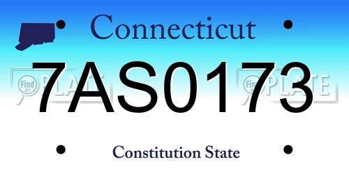 7AS0173 Connecticut License Plate