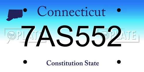 7AS552 Connecticut License Plate