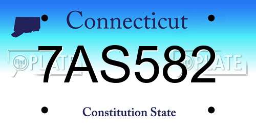 7AS582 Connecticut License Plate