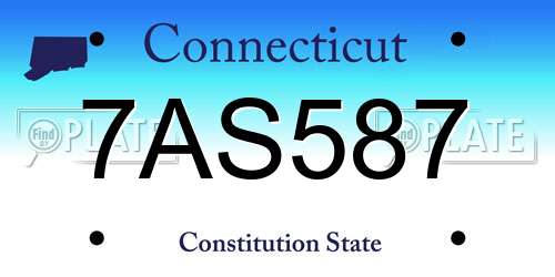 7AS587 Connecticut License Plate
