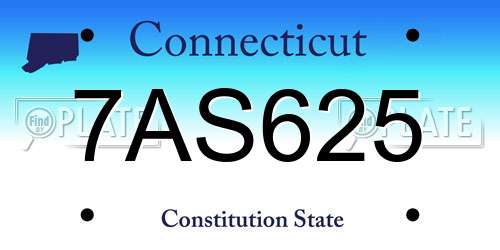 7AS625 Connecticut License Plate