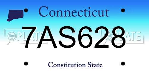 7AS628 Connecticut License Plate
