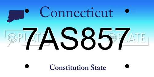 7AS857 Connecticut License Plate