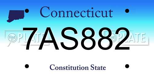 7AS882 Connecticut License Plate