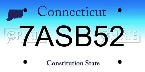 7ASB52 Connecticut License Plate