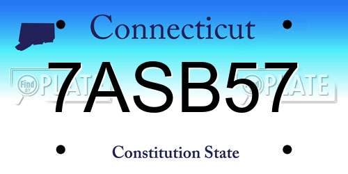 7ASB57 Connecticut License Plate