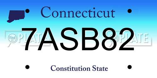 7ASB82 Connecticut License Plate