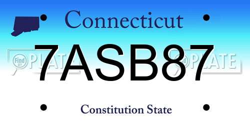 7ASB87 Connecticut License Plate
