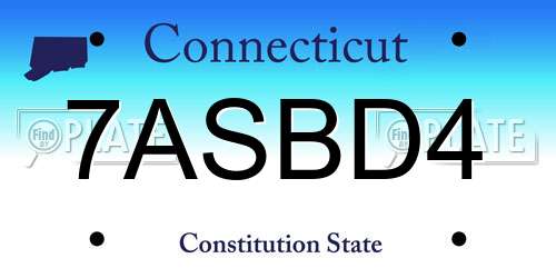 7ASBD4 Connecticut License Plate