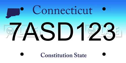 7ASD123 Connecticut License Plate