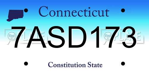 7ASD173 Connecticut License Plate